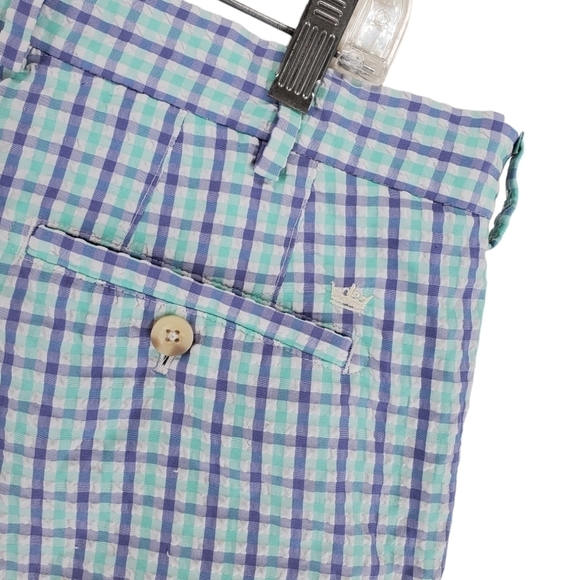 Peter Millar Shorts Mens 36 Seersucker Featherweight Purple White Plaid (37x8.5) - Picture 4 of 14